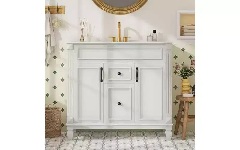 MAYEERTY Bathroom Dressing Table with Sink Storage Cabinet Door and Drawers
