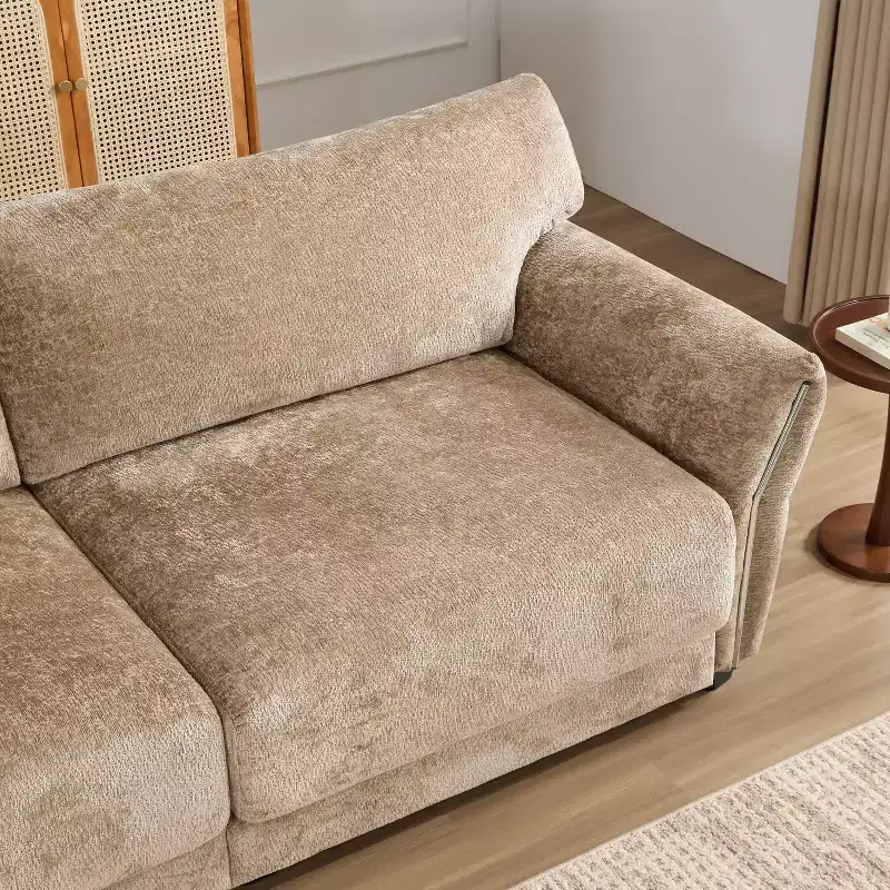 L-Shaped Sectional Sofa Set with Ottoman, 3-Seat Chenille Couch with Extra-Wide Seat and USB, 110