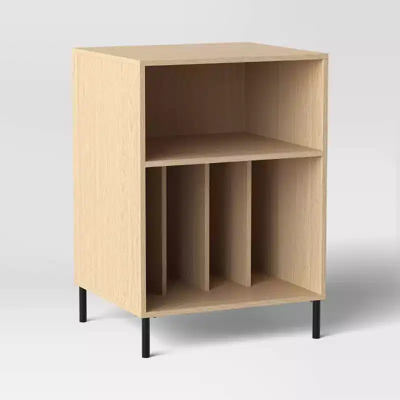 Metal and Wood Record Player Stand Natural - ™