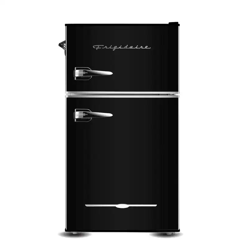 Frigidaire 3.2 cu ft 2 Door Retro Fridge with Side Bottle Opener Black: EFR840, Compact Freezer, Manual Defrost
