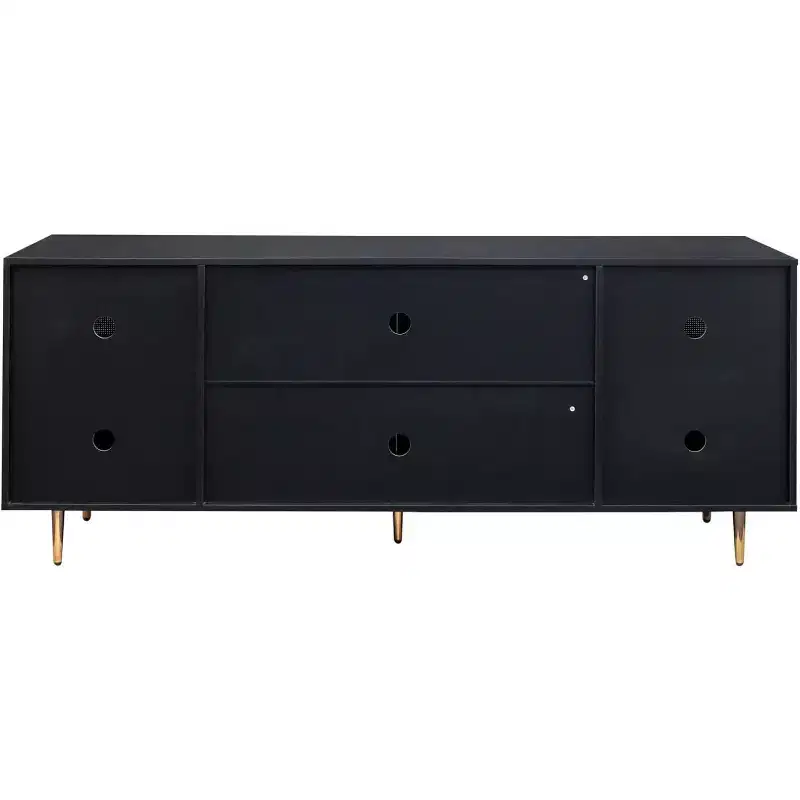 Acekool Sideboard Buffet Cabinet with Rattan Doors, Console Table Storage for Kitchen, Dining, Living Room, Hallway, Black