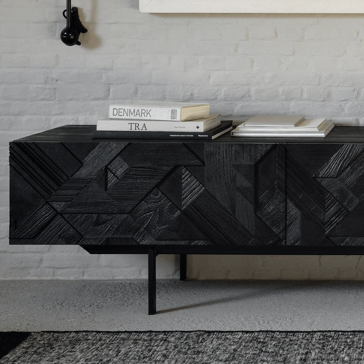 Modern Black Metal Entertainment Cabinet for Living Room