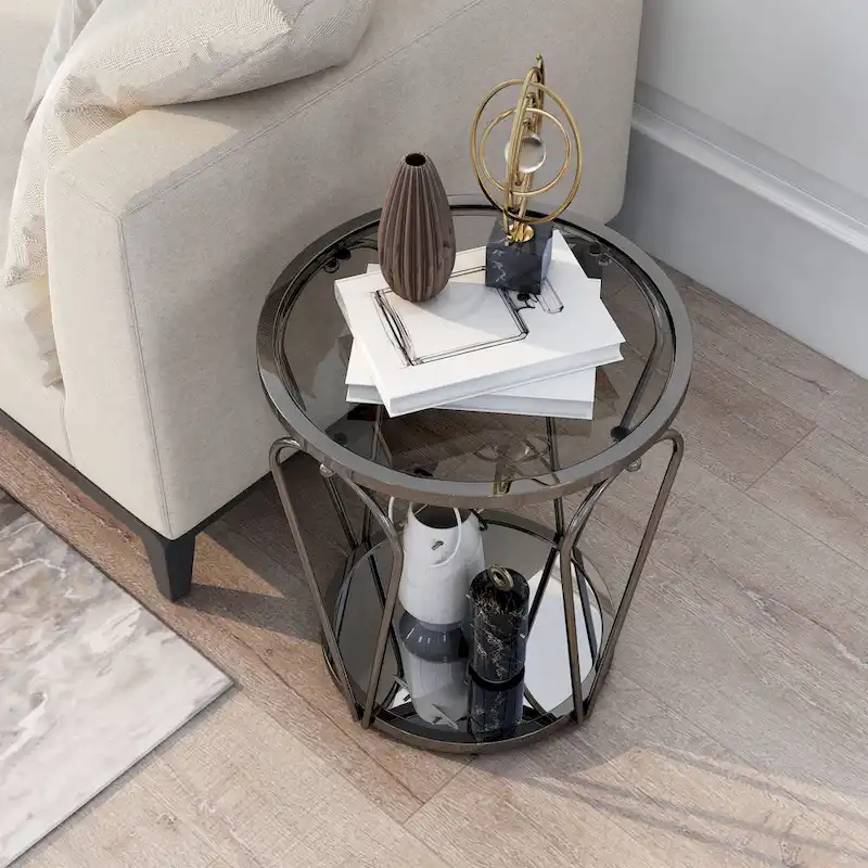 Gables Glam 20-inch Glass Top 1-Shelf End Table by Furniture of America