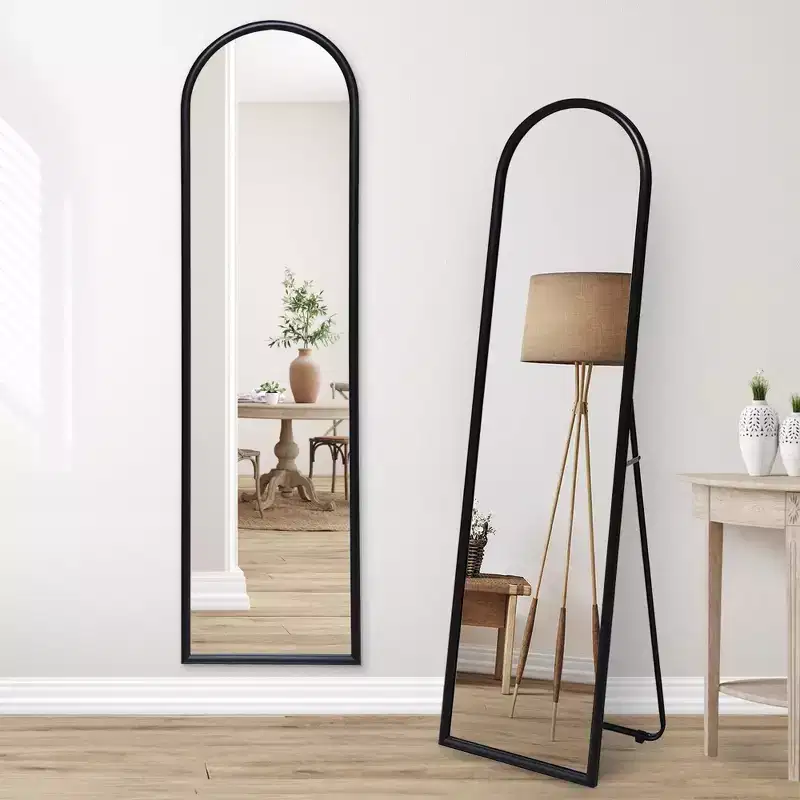 Americanflat 15x59 Arched Mirror with Stand- Large- Black - Premium Home Decor Style - Shatter-Resistant Glass - Elegant Modern Design - Modern