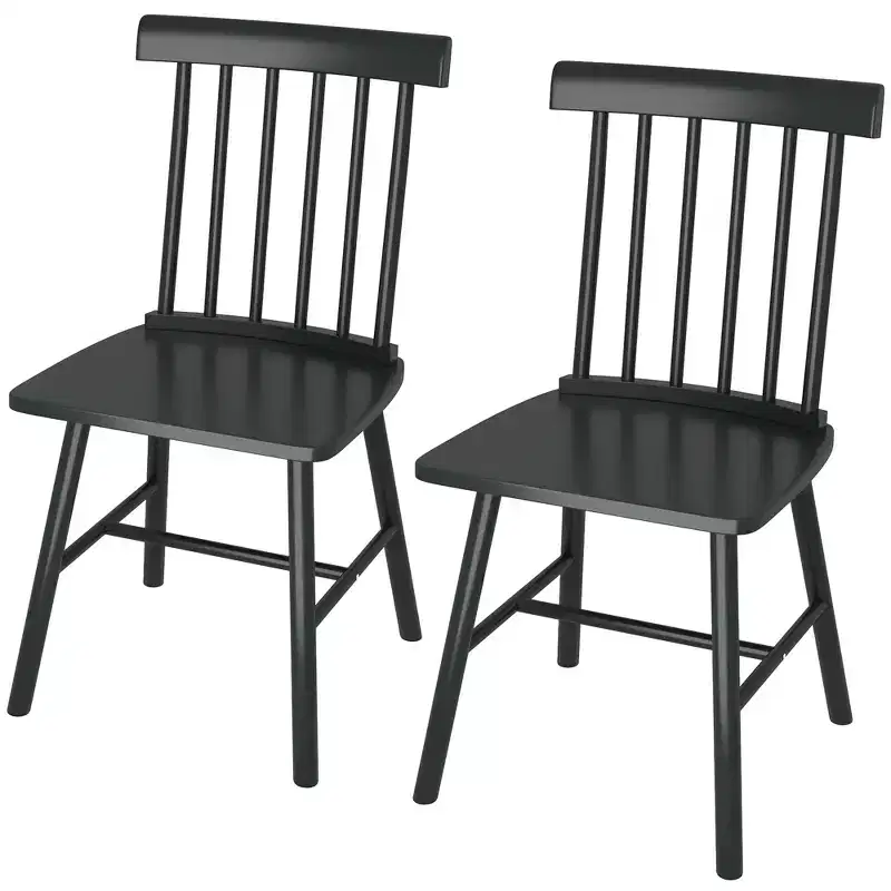 Dining Chairs Set of 2/4, Farmhouse Wood Kitchen Chairs with Rubber Wood Frame, Spindle Back for Dining Room