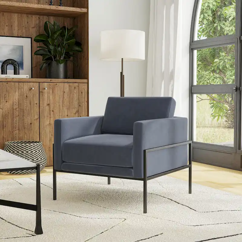 HomePop Modern Upholstered Club Chair w/Metal Frame