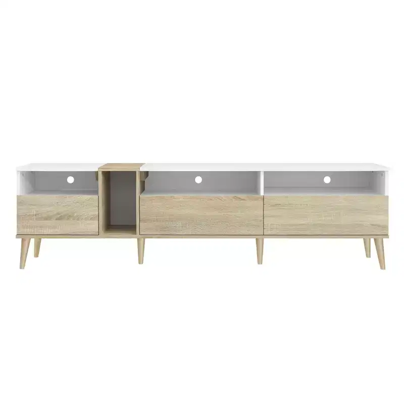 Modern TV Stand with 3 Drawers and Open Shelves, Media Console Table for TVs up to 80'', Entertainment Center for Living Room, Color-Matching Design