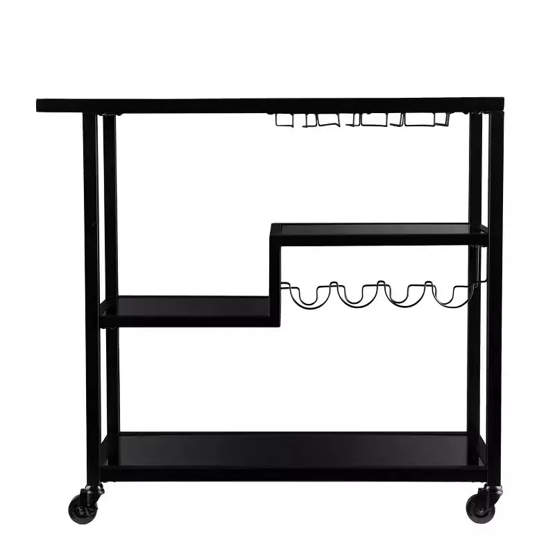 Bar Cart - Black with Smoked Mirror