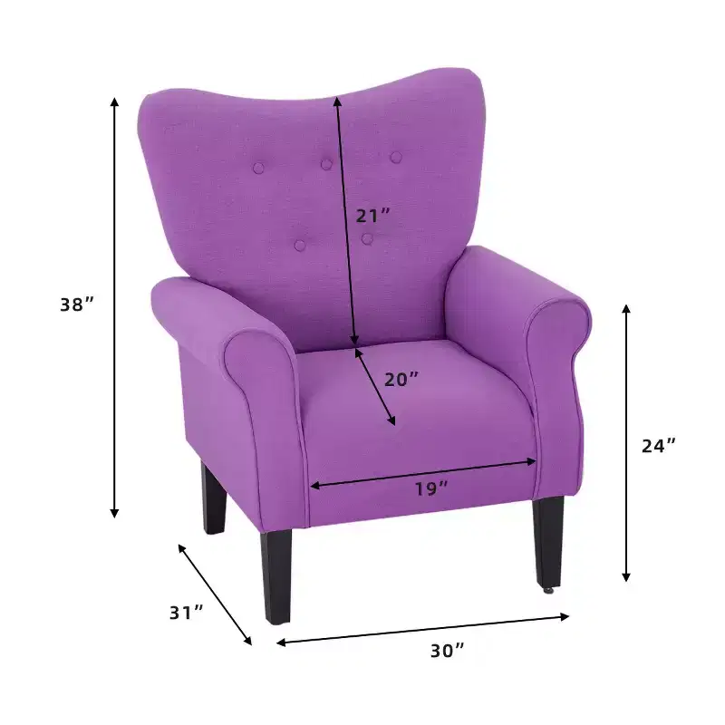 Erommy Mid Century Velvet Tufted Armchair, High Back Accent Chair