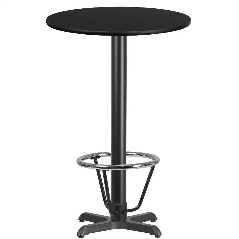 Flash Furniture 24'' Round Laminate Table Top with 22'' x 22'' Bar Height Table Base and Foot Ring