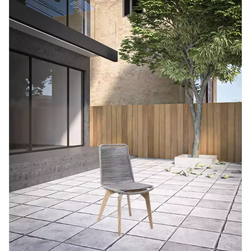 HomeRoots Set of Two 18 Gray Solid Wood Outdoor Dining Chair