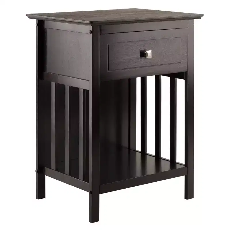 Mission-Style Accent End Table with Drawer and Shelf Coffee Finish