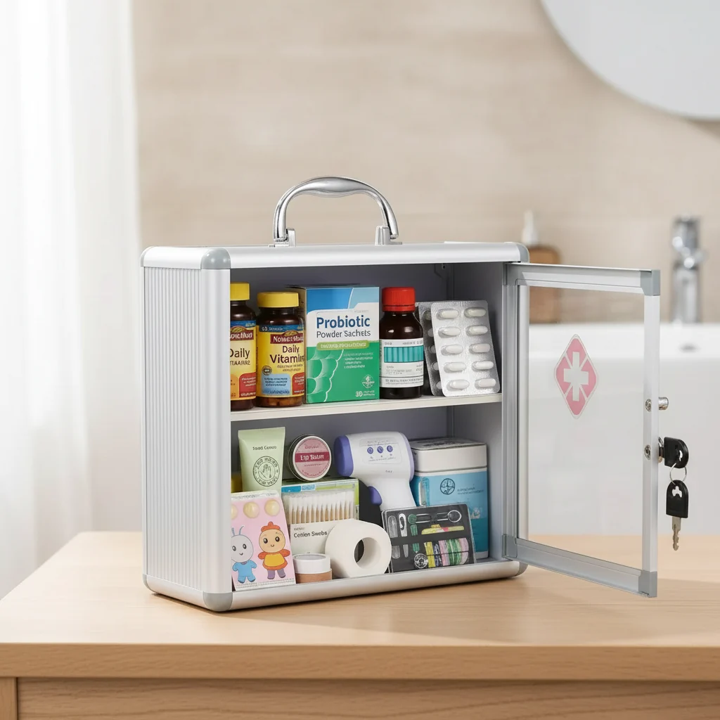 Lockable Medicine Cabinet with Handle – Portable & Wall-Mountable Storage Box