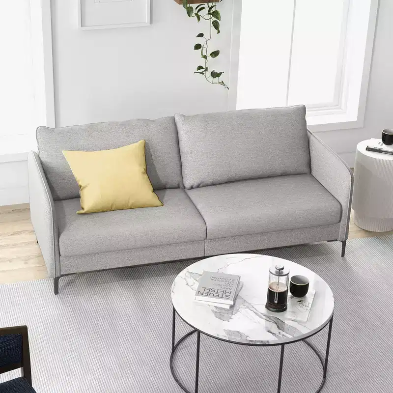 Costway Modern 76'' Loveseat Sofa Couch for Living Room Apartment Dorm with Metal Legs Gray