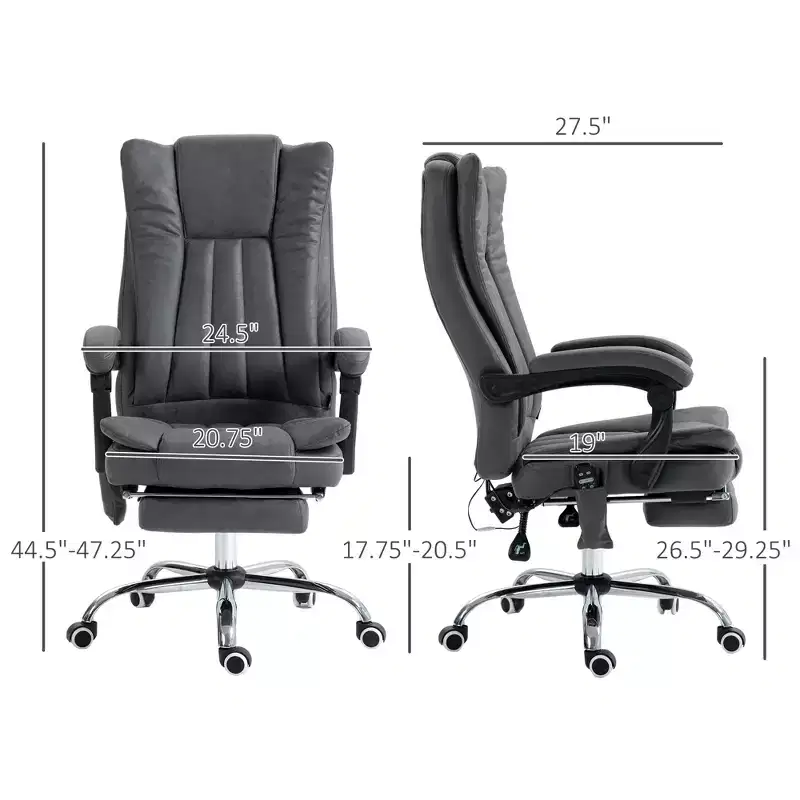 Massage Office Chair with 6 Points and Heat, Reclining Computer Chair with Adjustable Height and Footrest