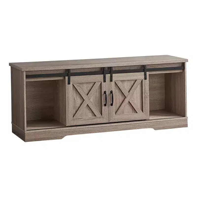 Wood Look TV Stand for TVs up to 60 with Barn Style Sliding Doors - EveryRoom