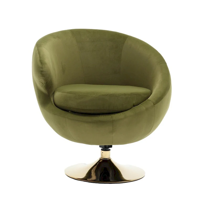 Velvet 360 Degree Swivel Left Cuddle Barrel Accent Chairs
