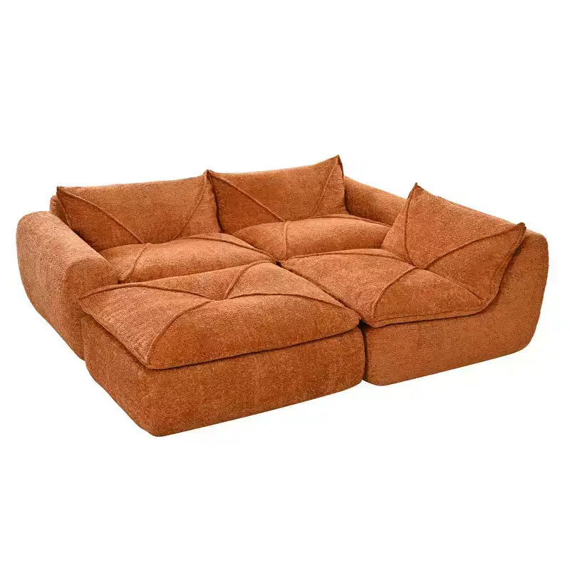 Whisen 116 Modular 4-Seat Sofa Bed, Spacious Foam Filled, Elderly/Baby Safe, No Assembly, Free Combination