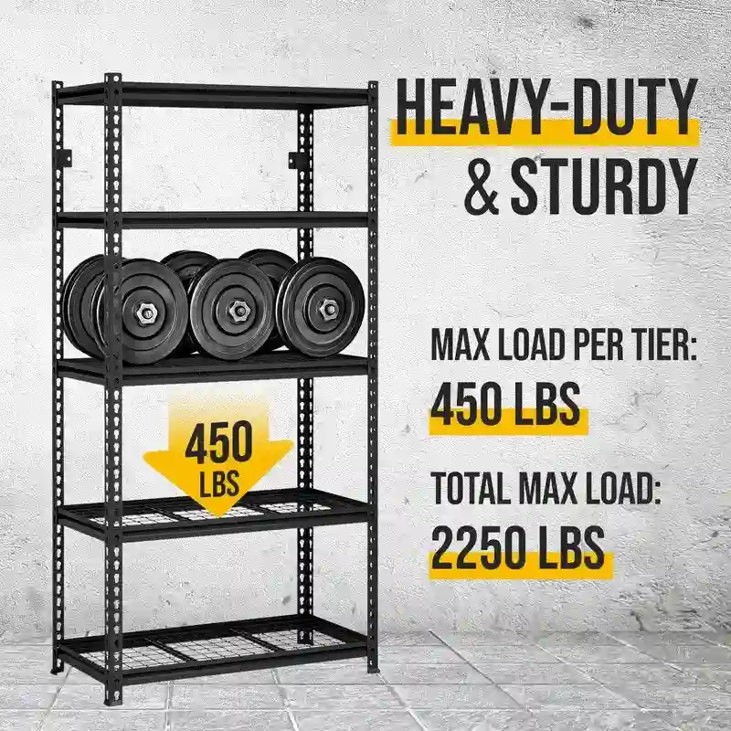 5-Tier Adjustable Metal Shelving Unit Heavy Duty Garage Industrial - N/A