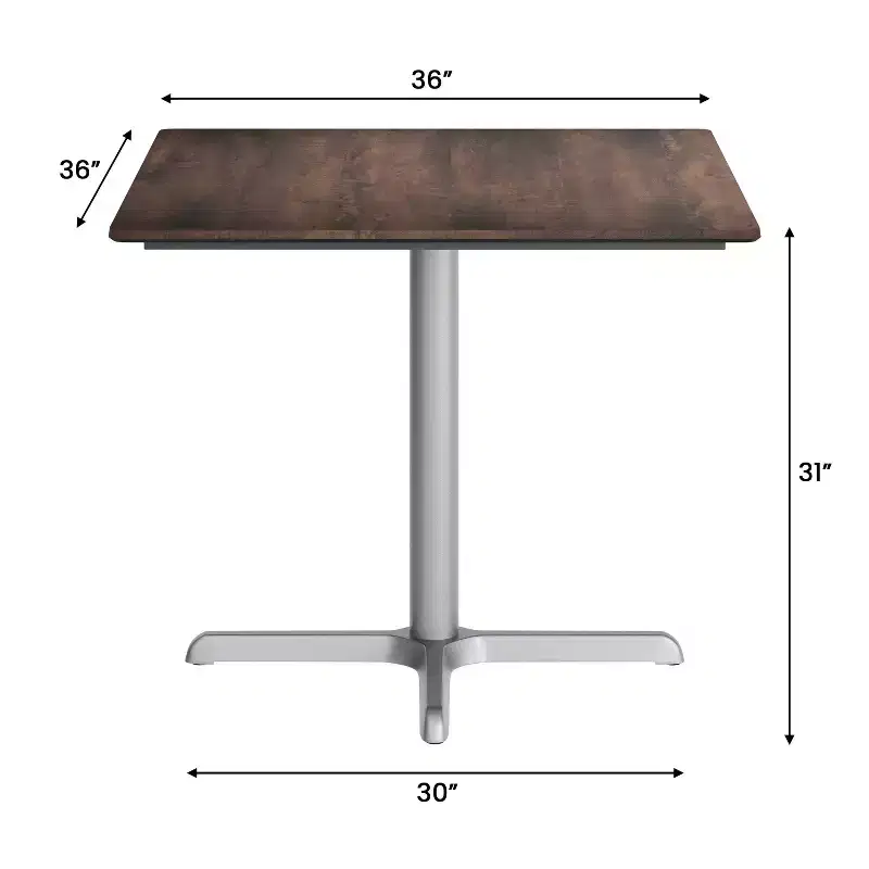 Flash Furniture Acadia Tabletop with TopGuard HPL Technology and Table Height X-Base