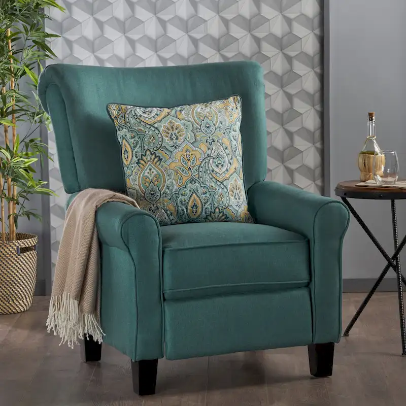 Roomfitters Manual Standard Recliner, Comfortable Lounge Chair for Living Room, Bedroom, Teal
