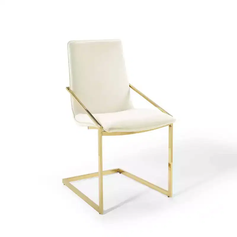 Velvet Dining Armchair Gold/Ivory