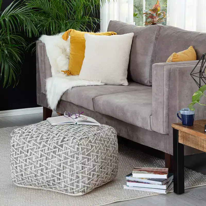 Square Pouf Black/Ivory