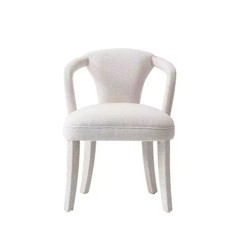Manhattan Comfort Palmer Modern Tweed Upholstered Dining Armchair Ivory