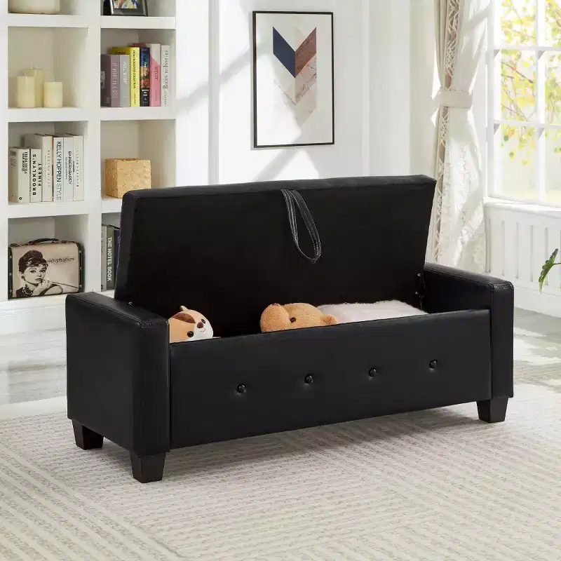 48 Modern PU Leather Storage Bench with Flip-Top, Entryway Bench with Storage for Living Room, Bedroom, or Entryway-Panipeachy