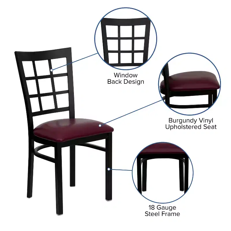 Flash Furniture Black Window Back Metal Restaurant Chair
