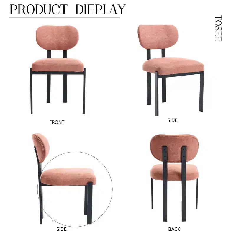 Upholstered Boucle Dining Chairs Set of 2 – Multiple Colors, Metal Legs