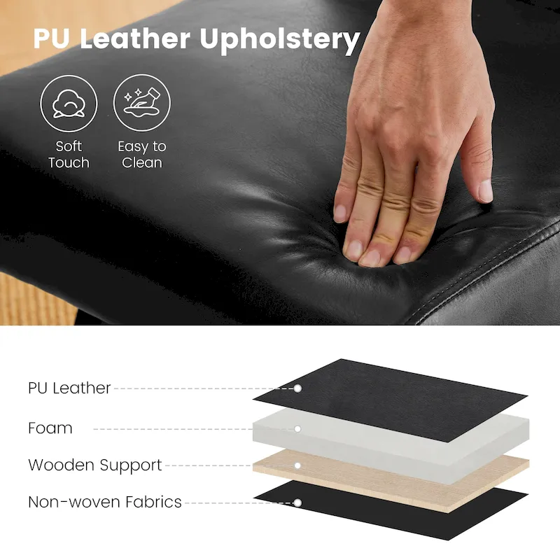 Faux Leather Upholstered Dining Chairs with V-Shaped Wood Legs