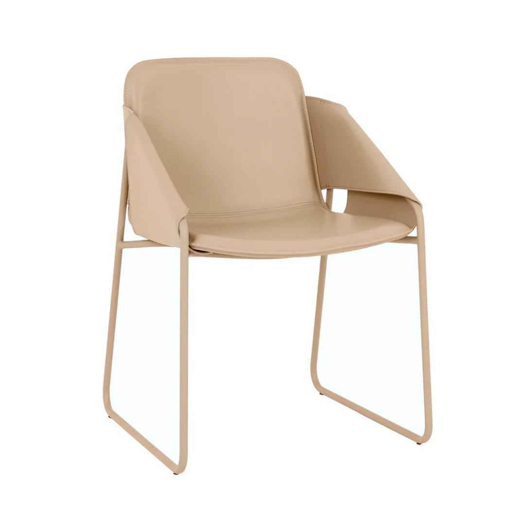 Industrial Sand Leather Dining Chair with Upholstered for Dining Room