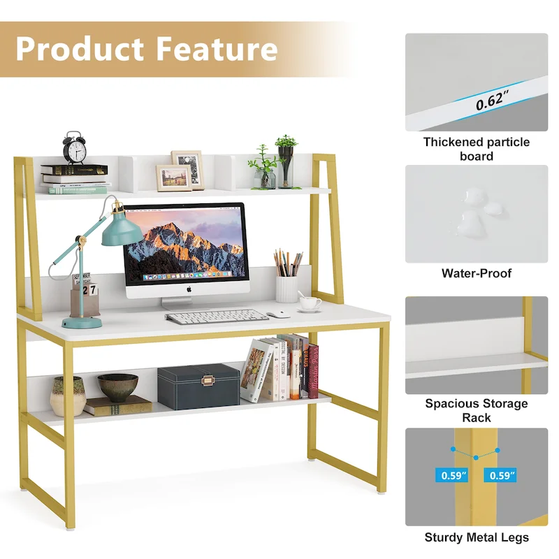 Computer Desk with Hutch and Bookshelf