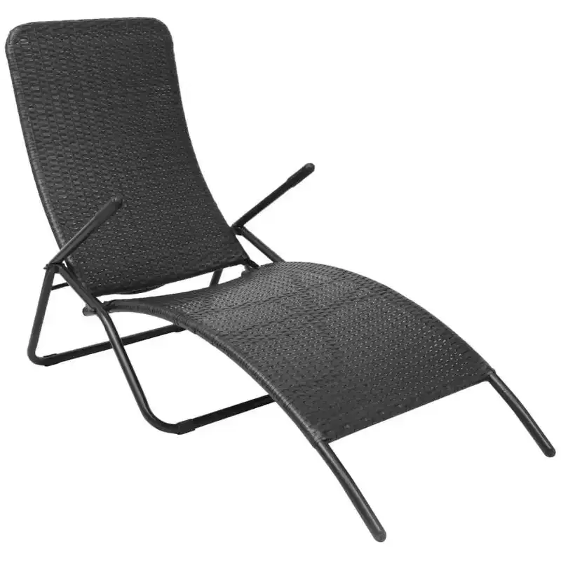 vidaXL Sun Lounger Poly Rattan, Powder-Coated Steel Medium