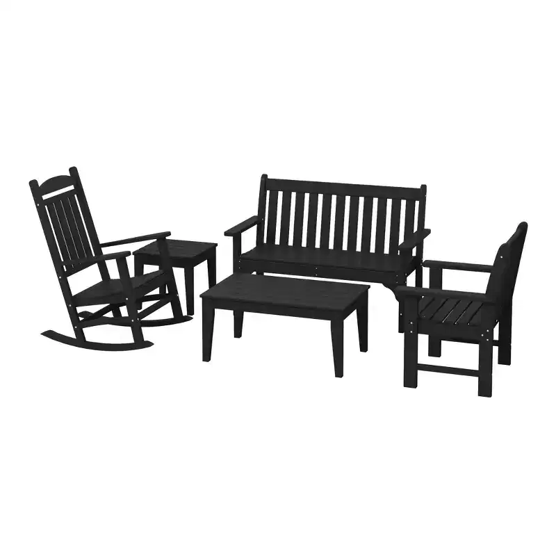 WestinTrends Malibu 5-Piece HDPE Outdoor Patio Furniture Couch and Rocking Chair Set