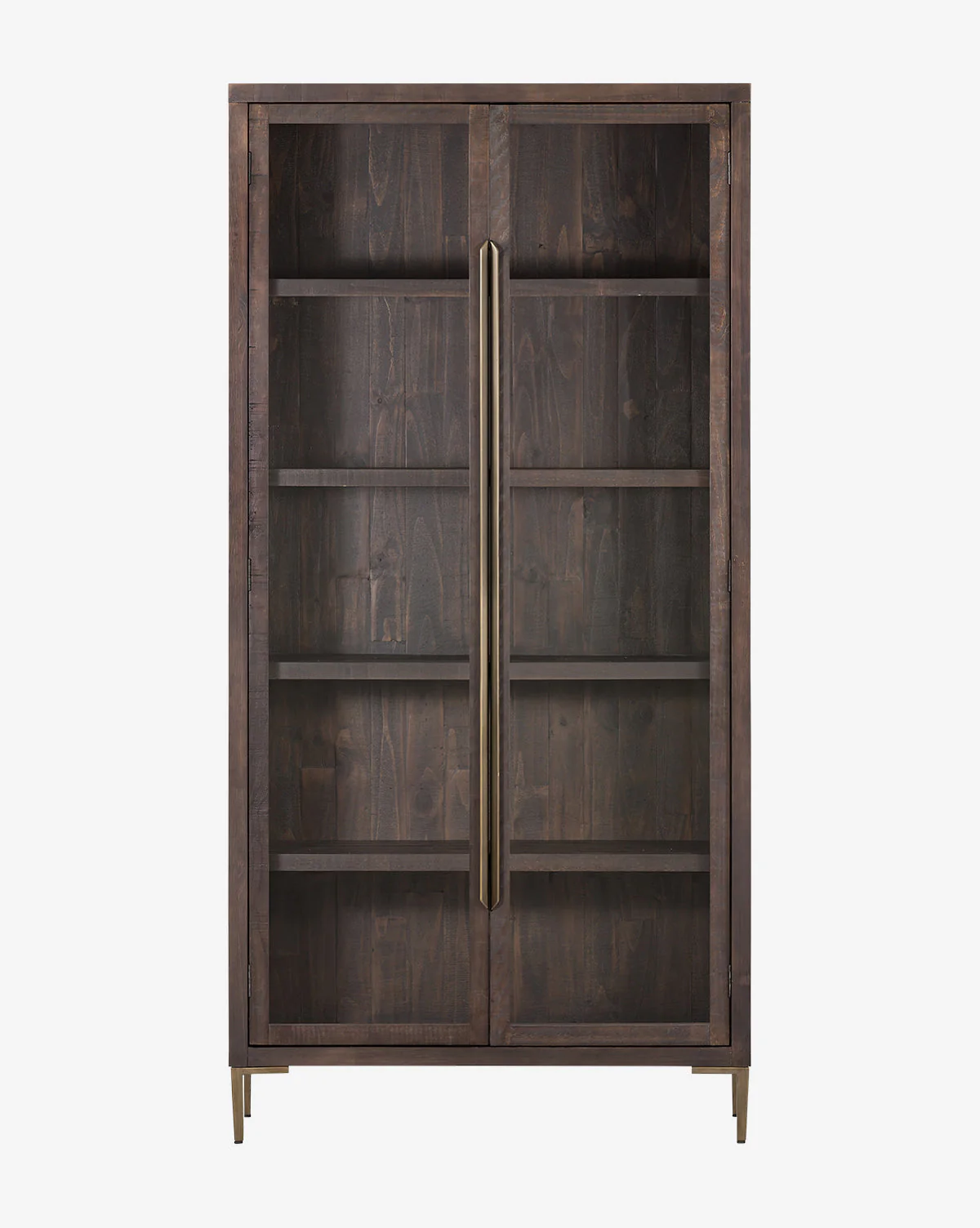 Industrial Reclaimed Pine Cabinet with Iron Hardware & Glass Doors for Living Room