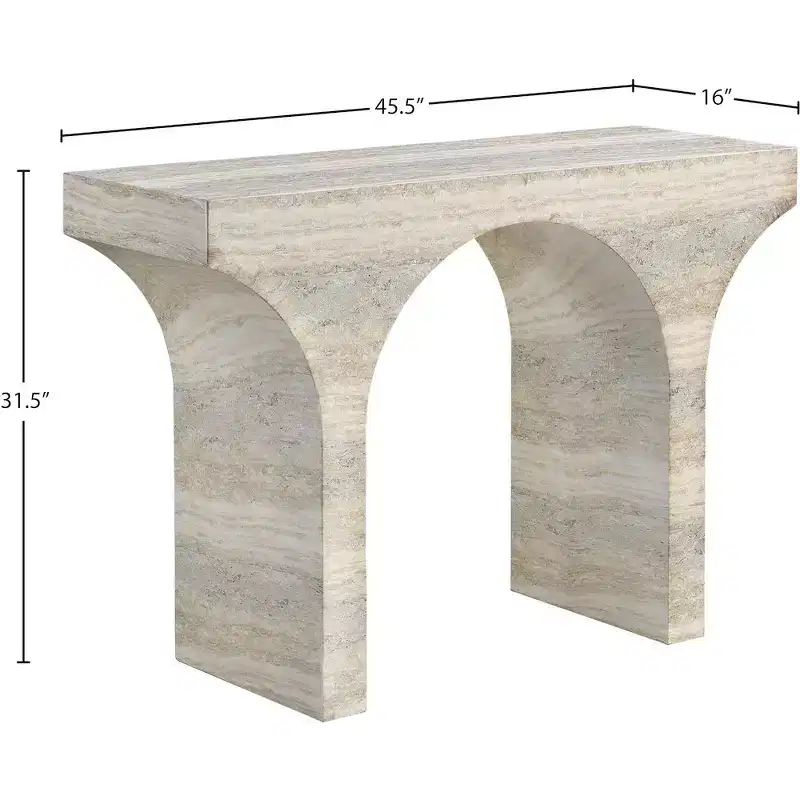 Meridian Furniture Pomezia Travertine Travertine Finish Console Table
