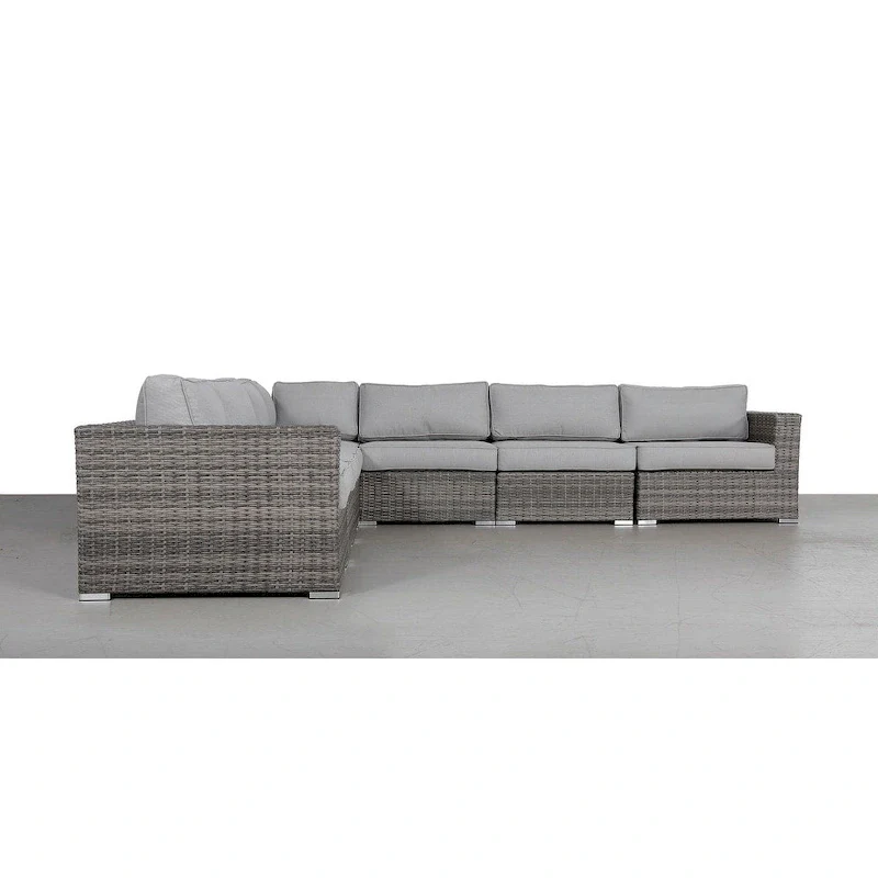LSI 7 Piece Rattan Sectional Seating Group with Cushions