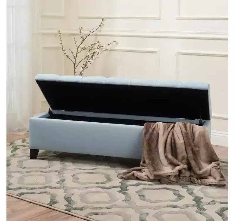 Luxury Storage Ottoman Bench - Button-Tufted Upholstered Rectangular Footrest for Living Room, Entryway & Bedroom