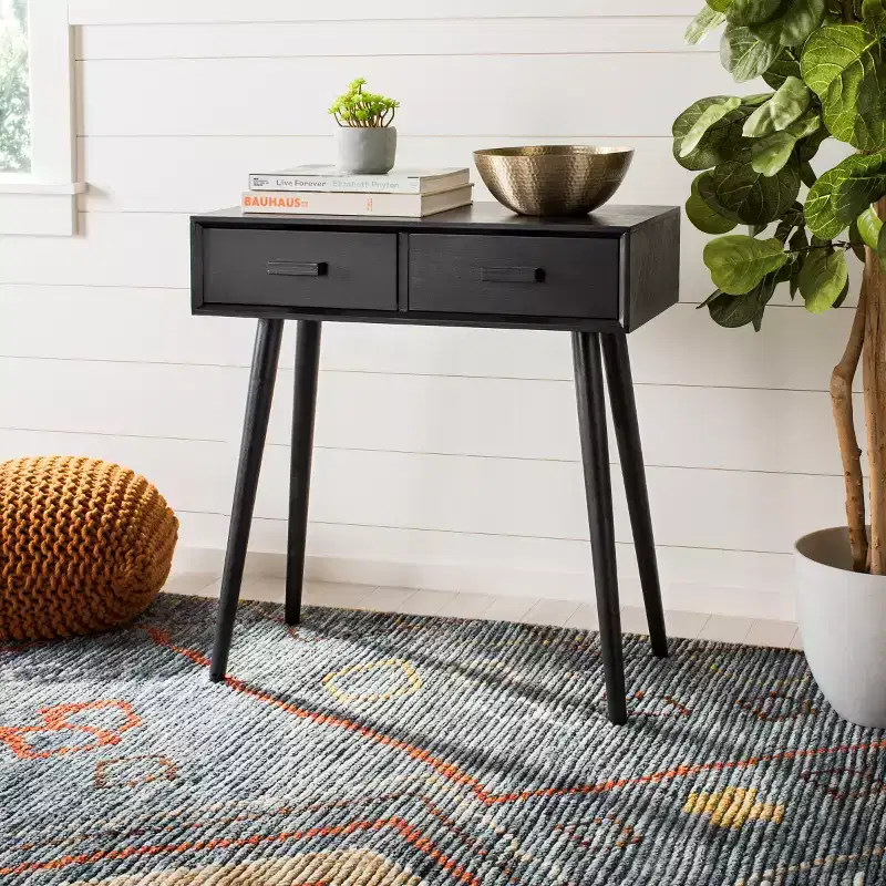 Dean 2-Drawer Console Table - Distressed White, Pine & MDF