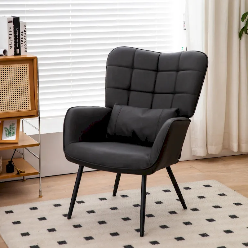 Bonded Leather Armchair Modern Accent Chair Set of 2