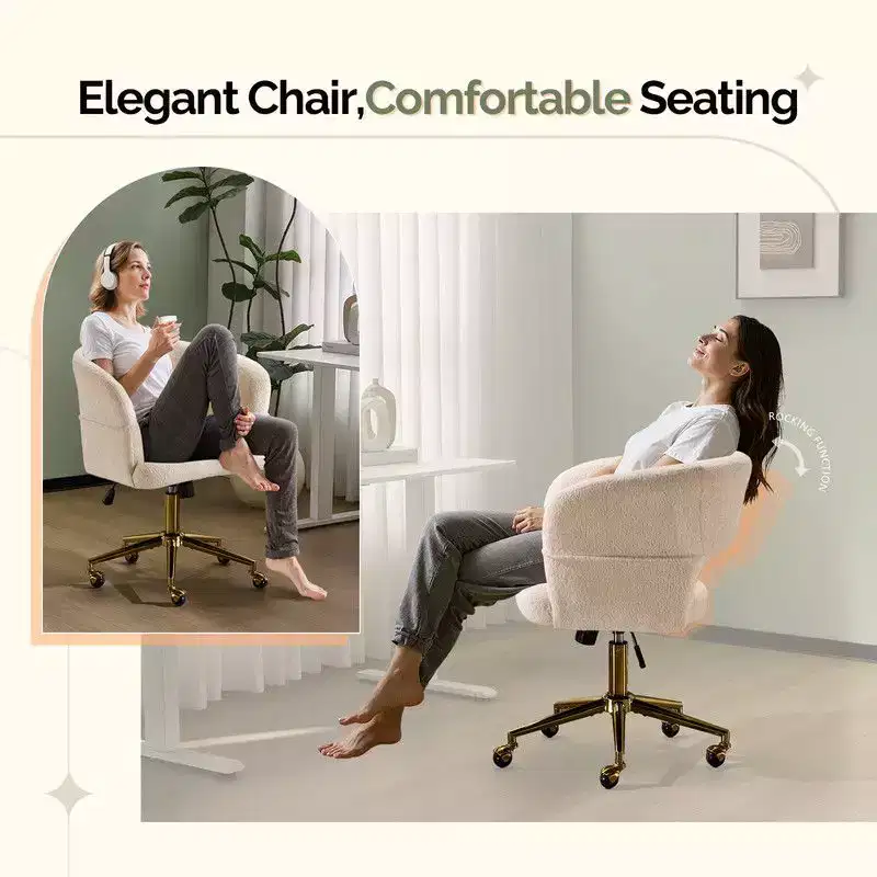 | 25.1 Inch Velvet Ring Backrest Swivel Office Chair