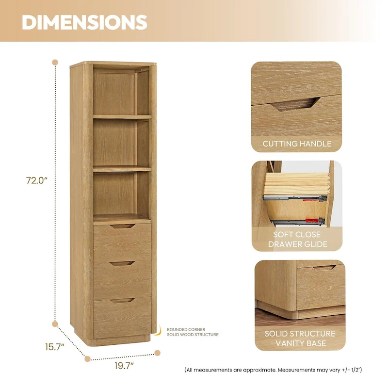 Miseno MV-HARB20-SCA Harbin 72 Wood Free Standing Linen Tower