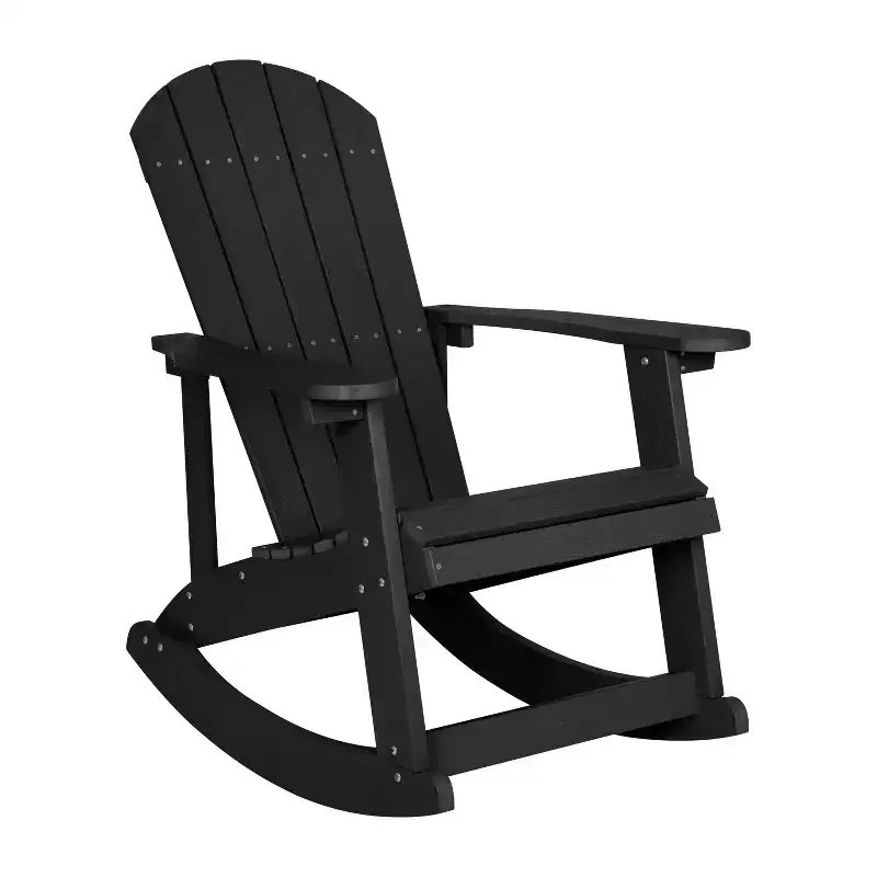 Merrick Lane All-Weather Polyresin Adirondack Rocking Chair with Vertical Slats