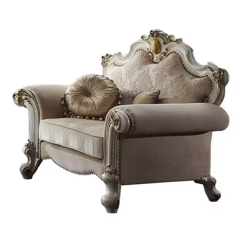 Acme Furniture Picardy Accent Chair Fabric/Antique Pearl