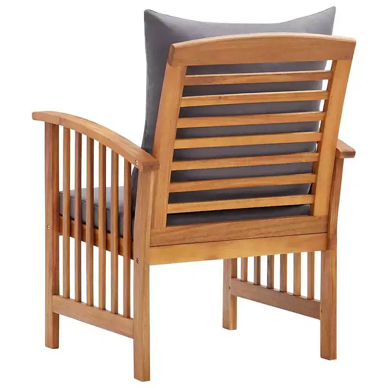 vidaXL Patio Chairs 2 Pcs Patio Dining Chair with Armrest Solid Wood Acacia - Brown and Dark Gray