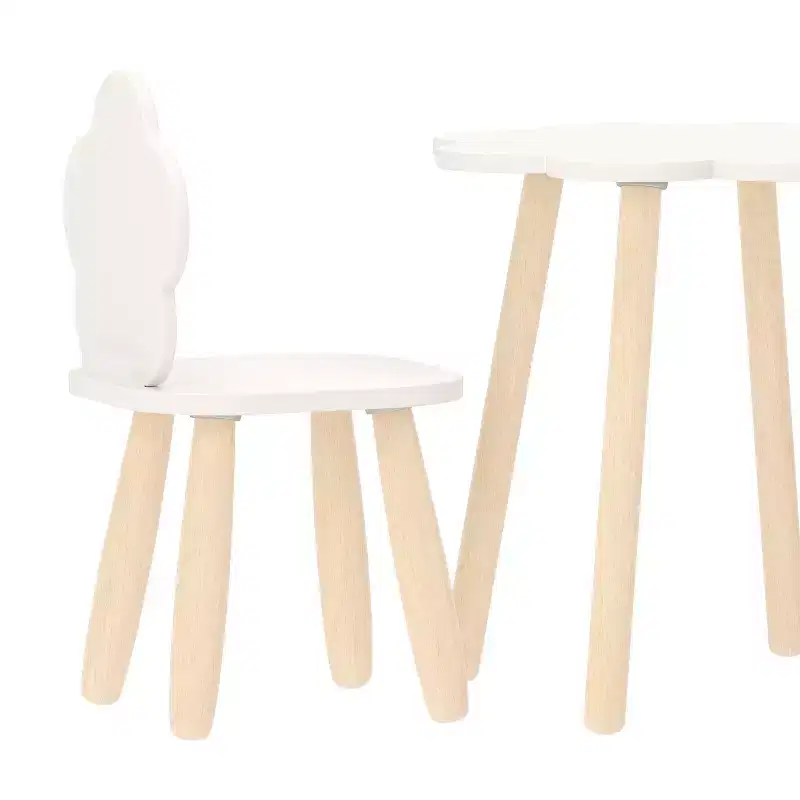 Buzz & Bloom Kids 3-Piece Wood Cloud-Shaped Table and Chairs Set