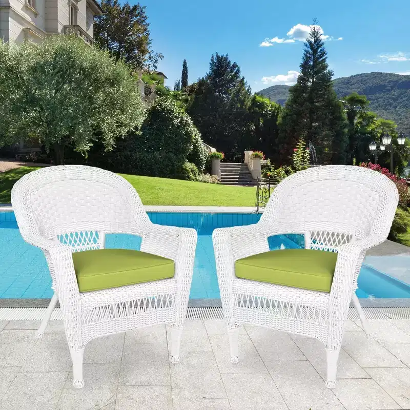 HomeStock Zen Zone Chair Set of 2, Durable Resin Wicker, Weather-Resistant with Cushions