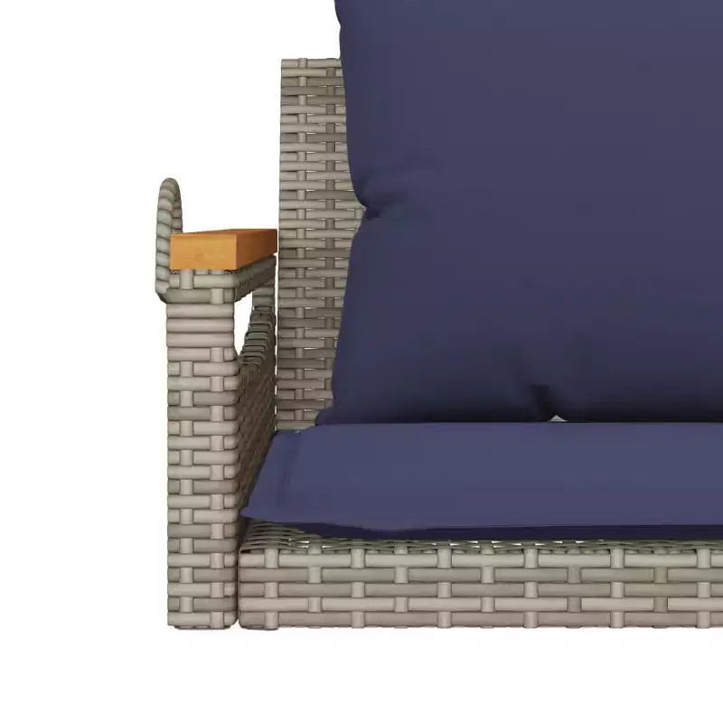 vidaXL Patio Swing Bench Gray, Navy Blue PE Rattan 2 Seater Seats Many
